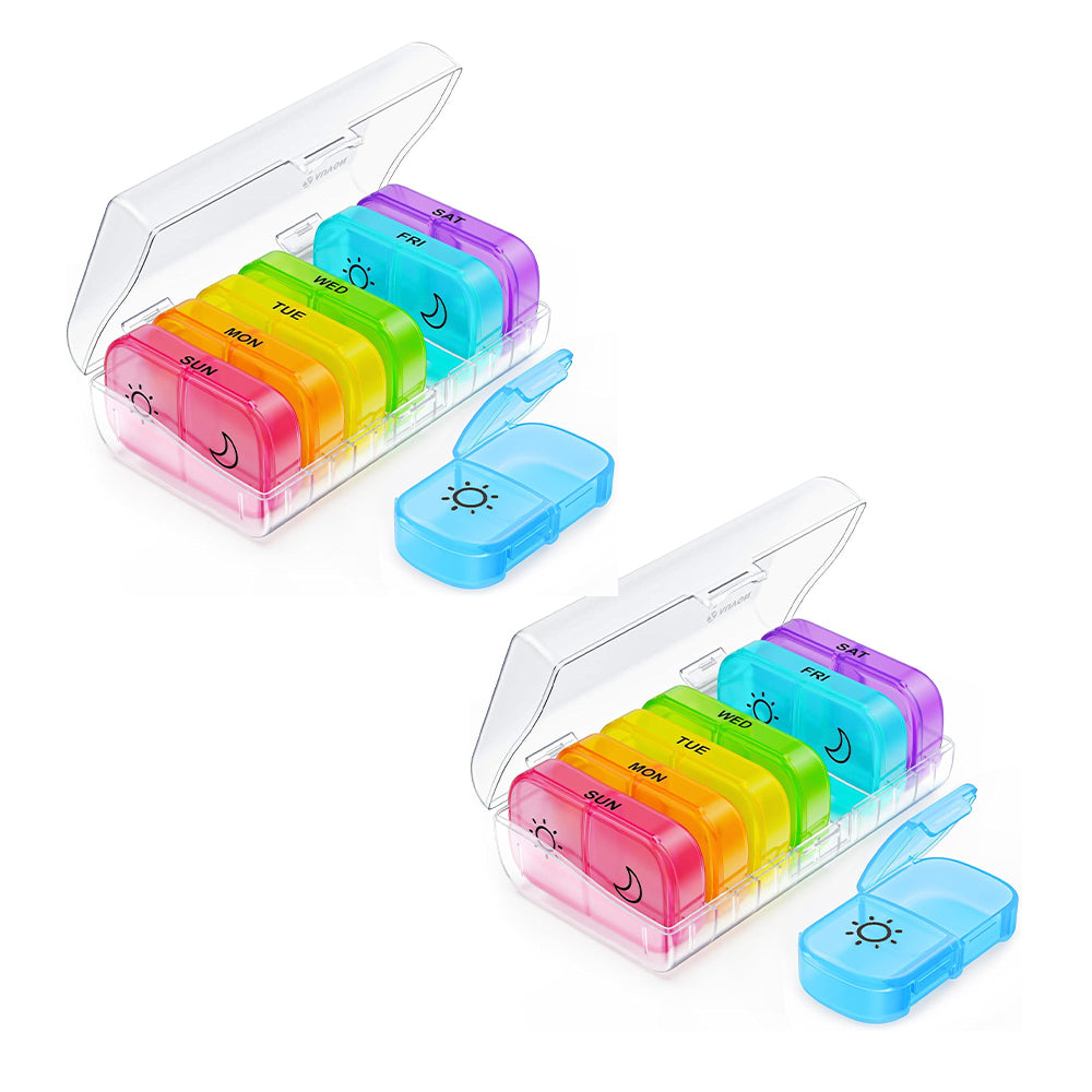 šLoravianĀ® AM PM Weekly Pill Organizer ā Travel-Friendly, Large Capacity
