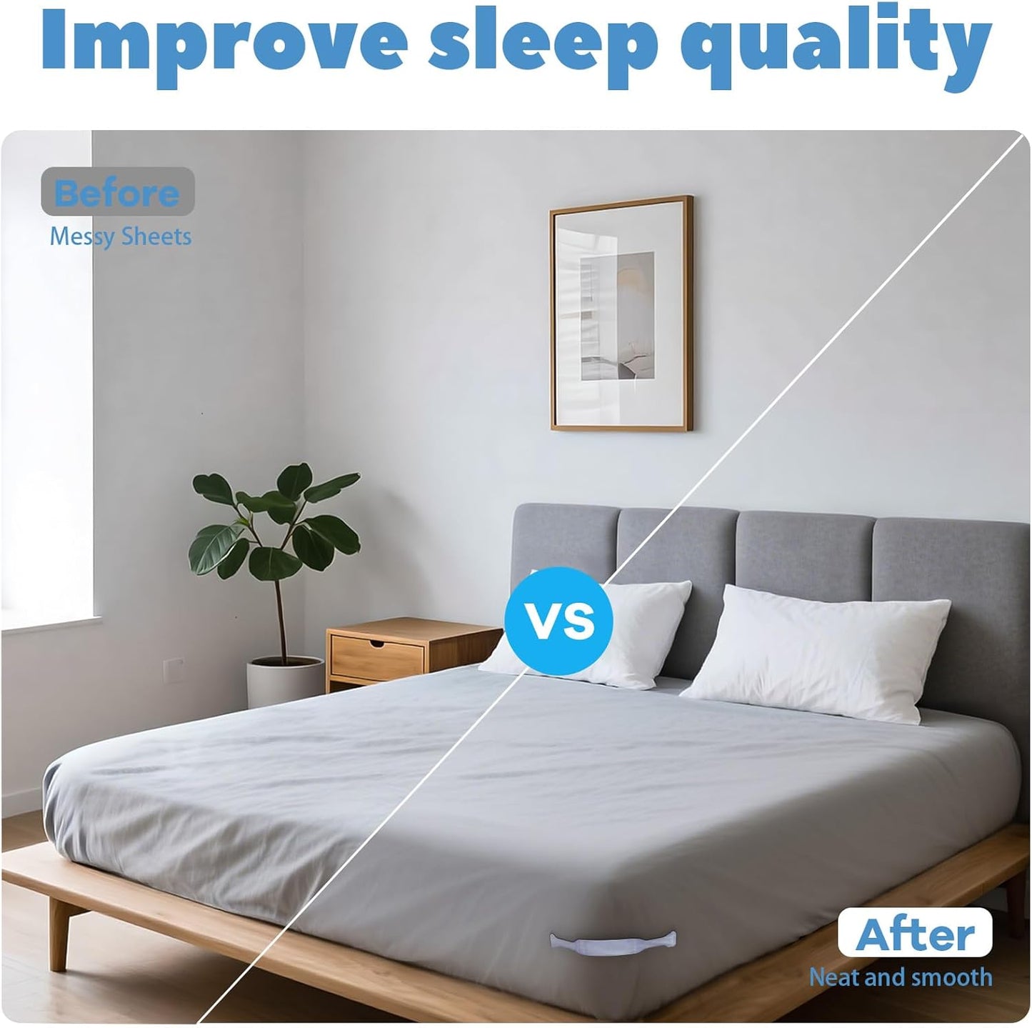 Loravian® SheetSnug Fitted Bed Sheet Fastener Clips with Locking Strips