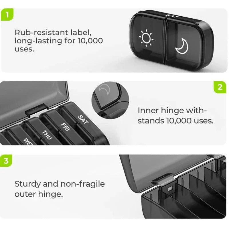 Loravian® AM PM Weekly Pill Organizer – Travel-Friendly, Large Capacity