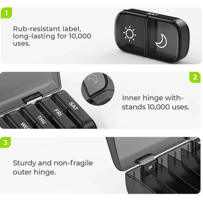 Loravian® AM PM Weekly Pill Organizer – Travel-Friendly, Large Capacity