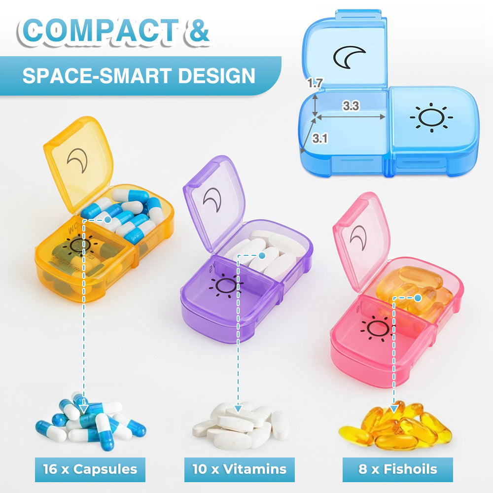 🌈Loravian® AM PM Weekly Pill Organizer – Travel-Friendly, Large Capacity