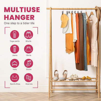 Loravian® FlexiHang Pro Pants Hangers with Clip, Space Saving Legging Organizer