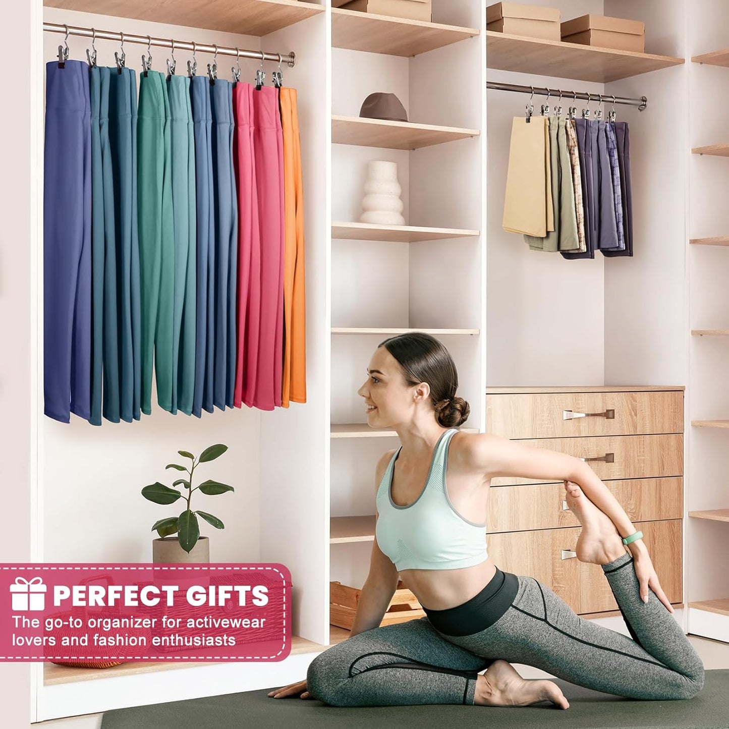 Loravian® FlexiHang Pro Pants Hangers with Clip, Space Saving Legging Organizer