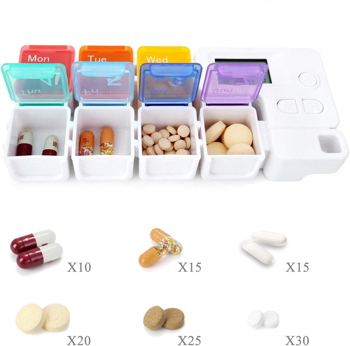Loravian® 7 Days Pill Dispenser Organizer with Reminder Alarm