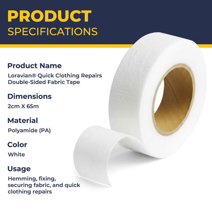 Loravian® Quick Clothing Repairs Double-Sided Fabric Tape