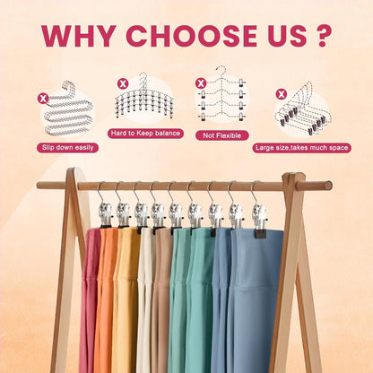 Loravian® FlexiHang Pro Pants Hangers with Clip, Space Saving Legging Organizer