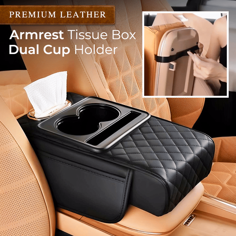 Loravian® 5-in-1 Universal Car Armrest Organizer & Memory Foam Console Pad with Cup & Phone Holder