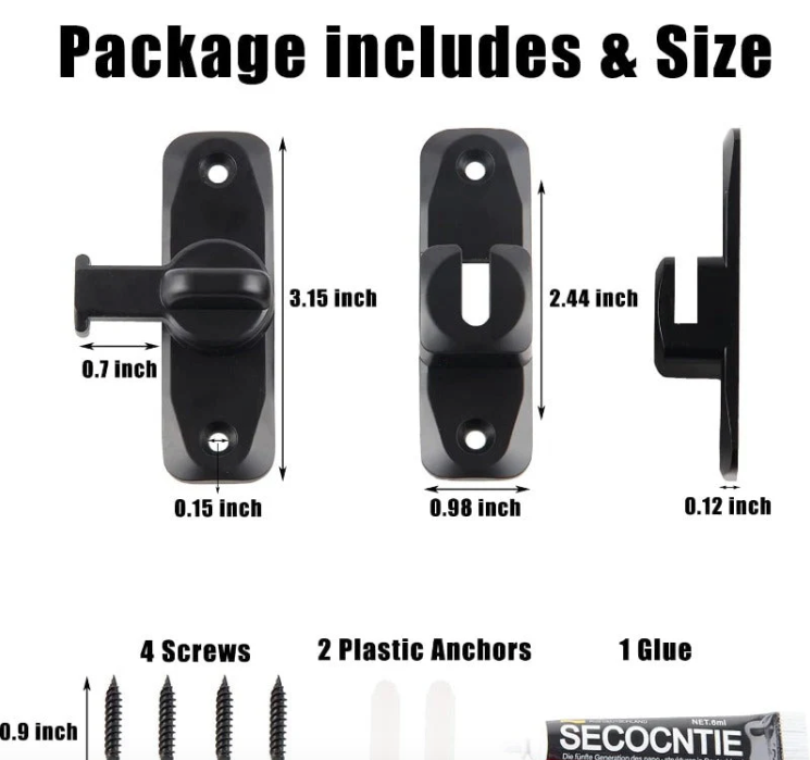 Loravian® 90°/180° Universal Barn Door Lock