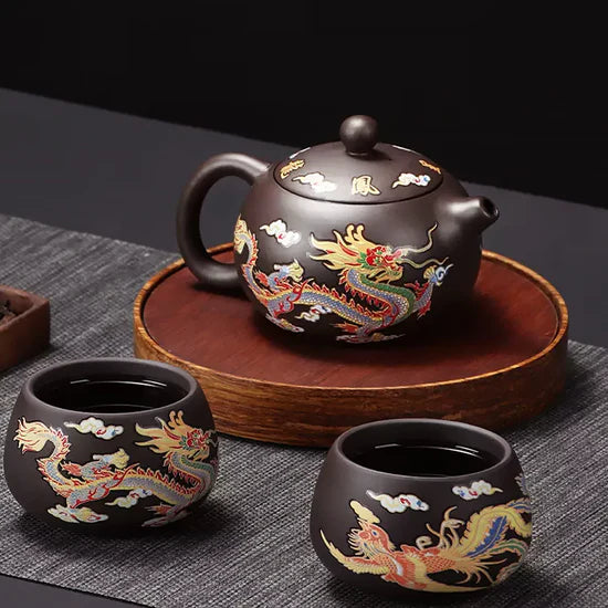 Loravian® Color-Changing Dragon & Phoenix Teapot Set