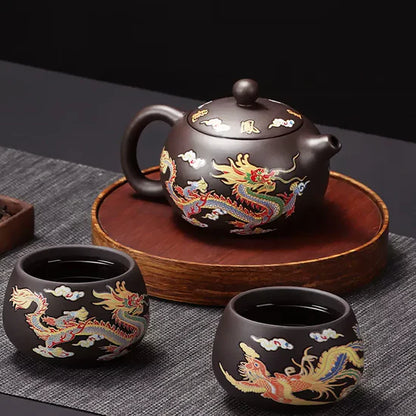 Loravian® Color-Changing Dragon & Phoenix Teapot Set