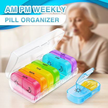 🌈Loravian® AM PM Weekly Pill Organizer – Travel-Friendly, Large Capacity