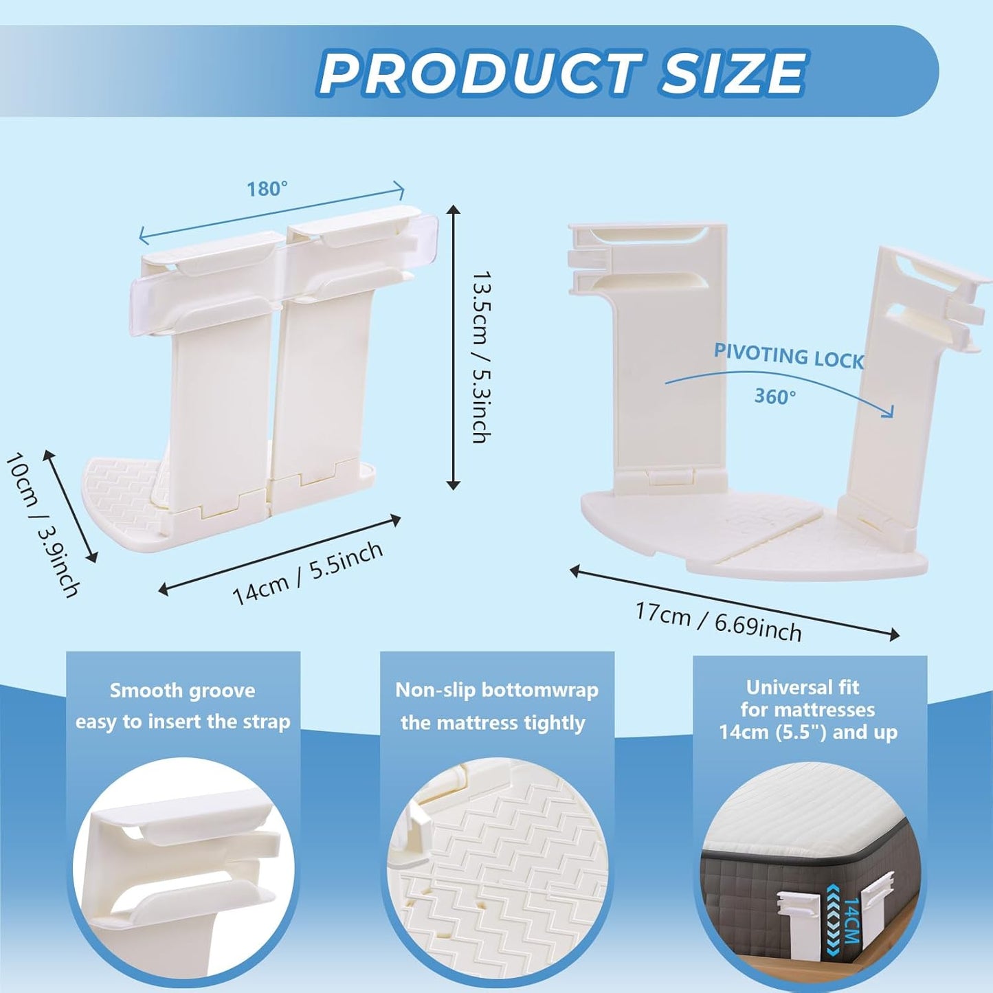 Loravian® SheetSnug Fitted Bed Sheet Fastener Clips with Locking Strips