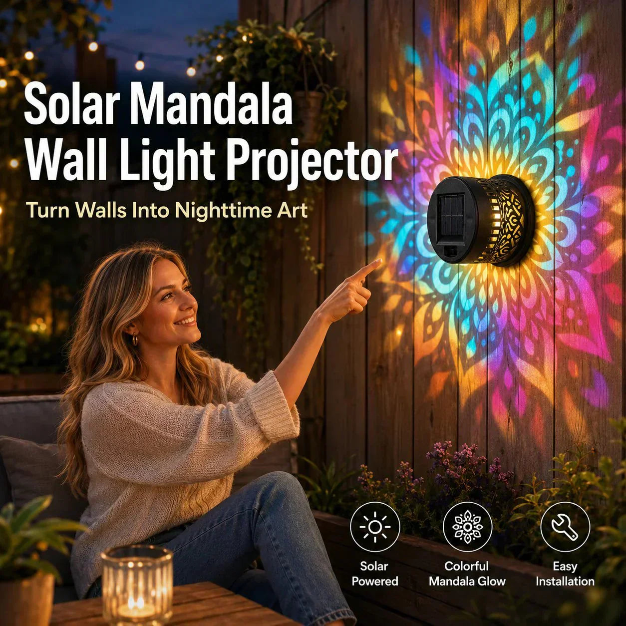 🌞 50% OFF NOW! 🌀Loravian® Solar Mandala Light – Stunning Pattern Projection, 2-in-1 Floor & Wall Design & IP65 Waterproof Auto On/Off 🌿
