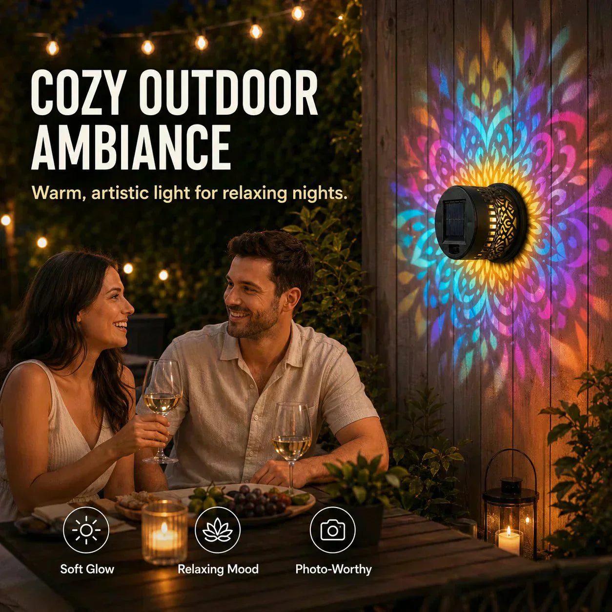 🌞 50% OFF NOW! 🌀Loravian® Solar Mandala Light – Stunning Pattern Projection, 2-in-1 Floor & Wall Design & IP65 Waterproof Auto On/Off 🌿