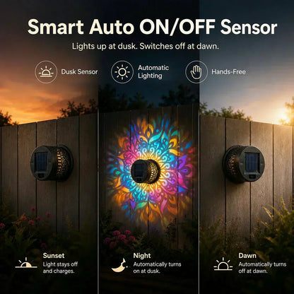 🌞 50% OFF NOW! 🌀Loravian® Solar Mandala Light – Stunning Pattern Projection, 2-in-1 Floor & Wall Design & IP65 Waterproof Auto On/Off 🌿