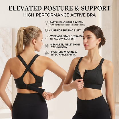 Loravian® Adjustable High-Impact Sports Bra ‚ Zip Front, Full Coverage & Lift