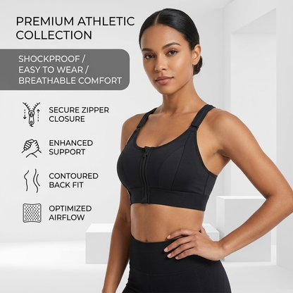 Loravian® Adjustable High-Impact Sports Bra ‚ Zip Front, Full Coverage & Lift