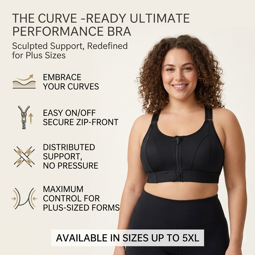 Loravian® Adjustable High-Impact Sports Bra ‚ Zip Front, Full Coverage & Lift