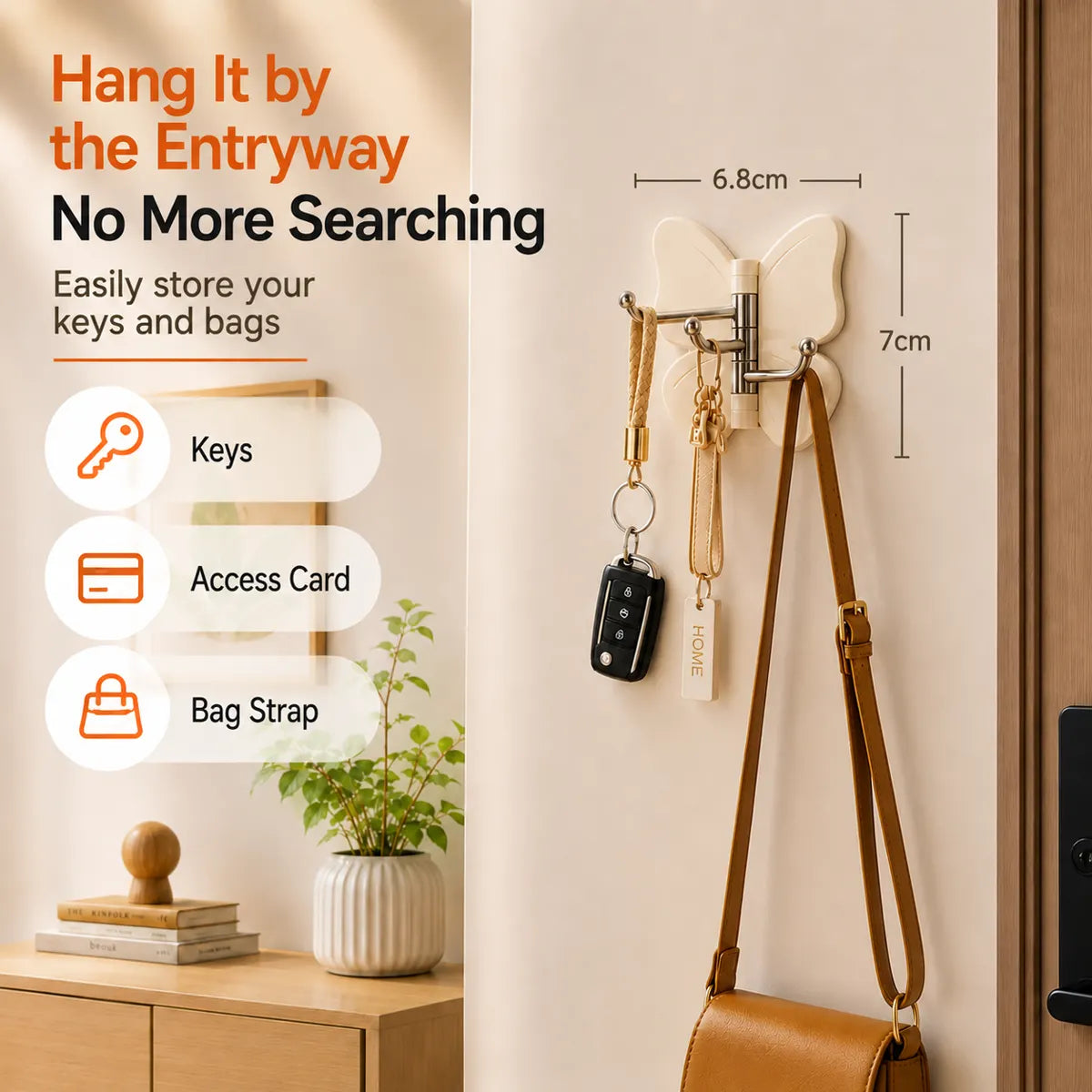 🦋 Mvpw® Rotating Butterfly Triple Hook—Adjustable for Flat Walls & Corners